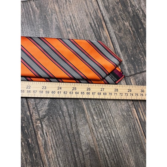 Orange Striped Necktie Mens Microfiber‎ Formal Business Laurant Bennet Milano - Picture 5 of 6
